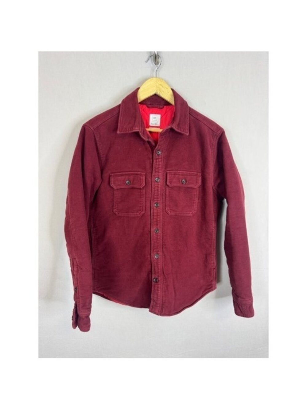 Gap x Steven Alan Mens XS Burgundy Quilted Primaloft Lined Shirt Jacket Maroon